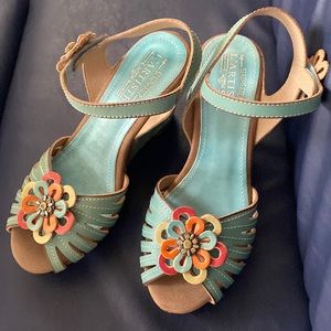 Spring Step L’Artiste Aqua wedge sandals
